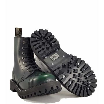 Steel - 8 soros, koptatott zöld bakancs