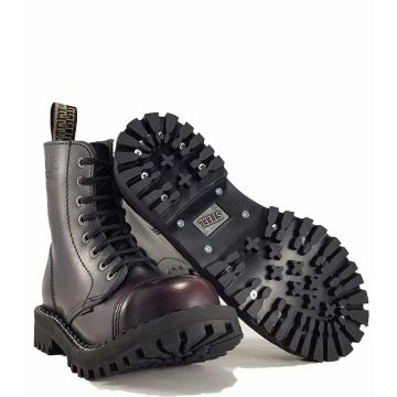 Steel - 8 soros, koptatott bordó bakancs