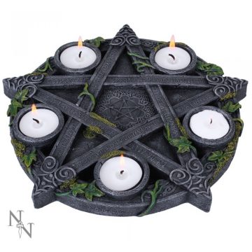 Wiccan Pentagram mécsestartó