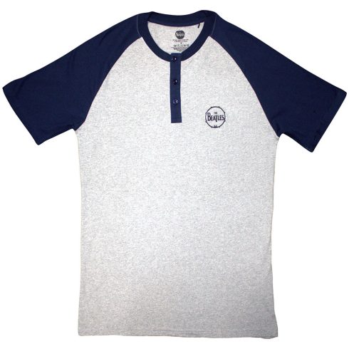 The Beatles - Mini Drum Logo (Grey & Navy Blue) (3 Button Collar) póló