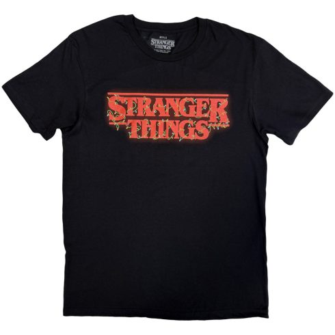 Stranger Things - Logo With Christmas Lights (Black) póló
