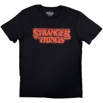 Stranger Things - Logo With Christmas Lights (Black) póló