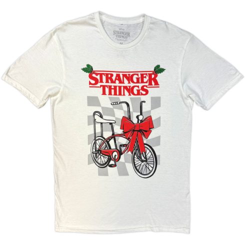 Stranger Things - Christmas Bike (White) póló