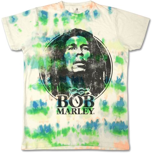 Bob Marley - Black & White Logo (Dip-Dye) póló