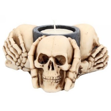 Three Wise Skulls mécsestartó