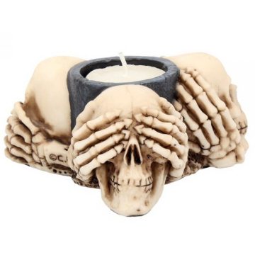 Three Wise Skulls mécsestartó