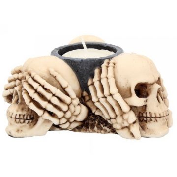 Three Wise Skulls mécsestartó