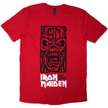 Iron Maiden - Est. 1975 Stamp Logo Black (Red) póló