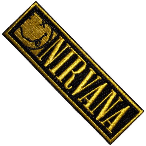 Nirvana - Logo & Happy Face Bordered Small (szőtt) felvarró