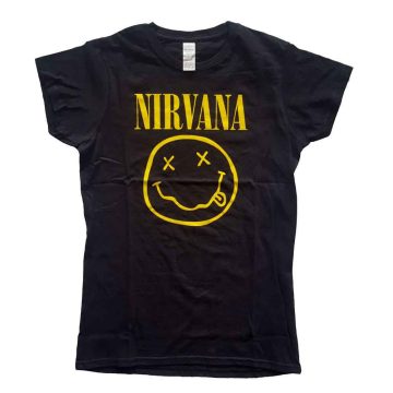 Nirvana - Yellow Happy Face (Black) női póló