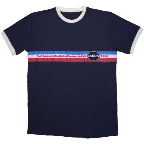 Oasis - 1996 Tour Horizontal Stripes Ringer póló