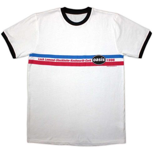 Oasis - 1996 Tour Horizontal Stripes Ringer white póló