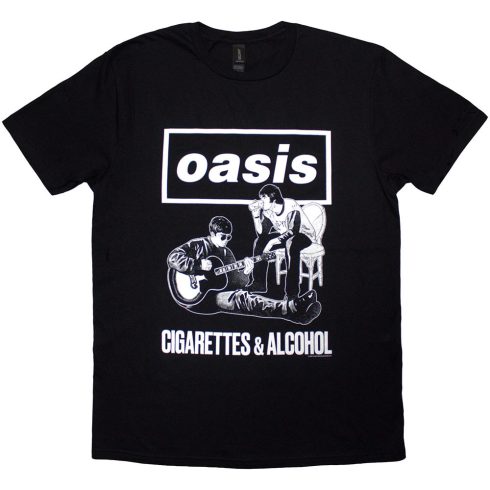 Oasis - Cigarettes & Alcohol Illustration Mono (Black) póló